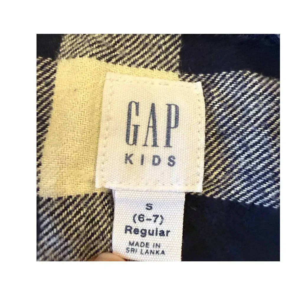 GAP Kids Blue Plaid Flannel Button Up Shirt top Kids size S 6/7 Cotton